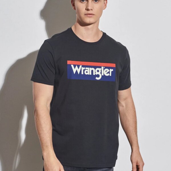 Wrangler W7H4D3Xv6 O Yaka  Regular Fit Baskılı Açık Siyah Erkek T-Shirt