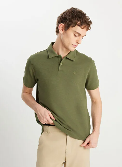 Wrangler Haki Erkek Polo Yaka Regular Fit T-Shirt W2510720308