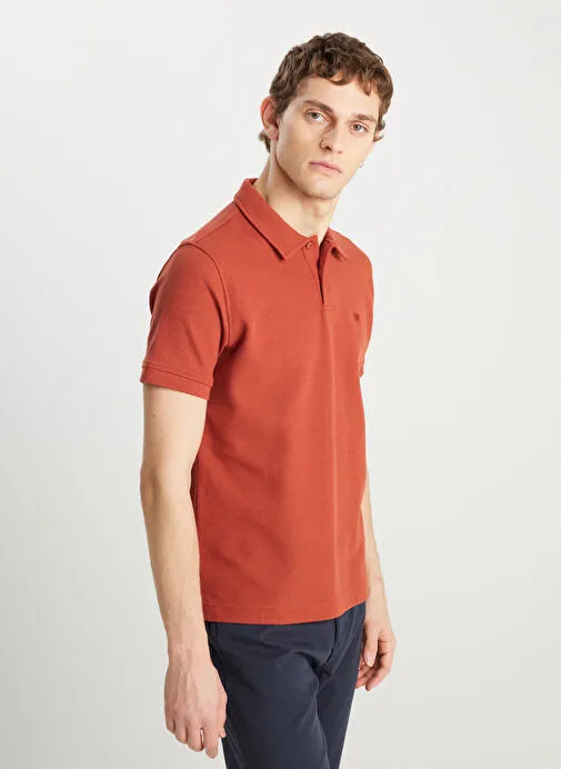 Wrangler Kahverengi Erkek Regular Fit T-Shirt W2510720222 Kiremit Polo T-Shirt
