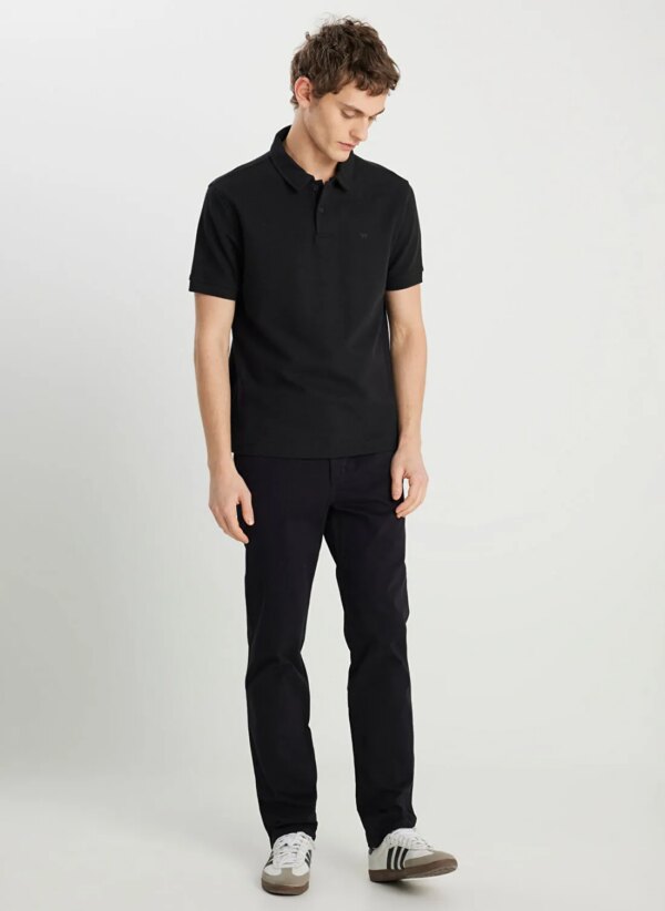 Wrangler Siyah Erkek Polo Yaka Regular Fit T-Shirt W2510720001