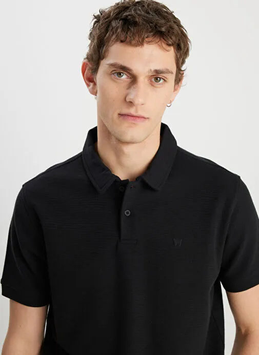 Wrangler Siyah Erkek Polo Yaka Regular Fit T-Shirt W2510720001
