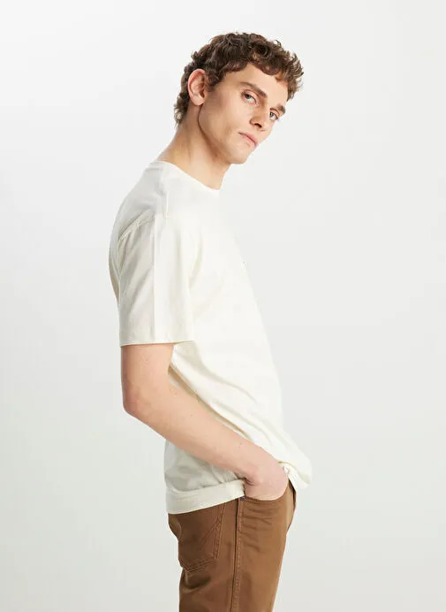 Wrangler Beyaz Erkek Relaxed T-Shirt MW7NM20387742L Relaxed Fit Small