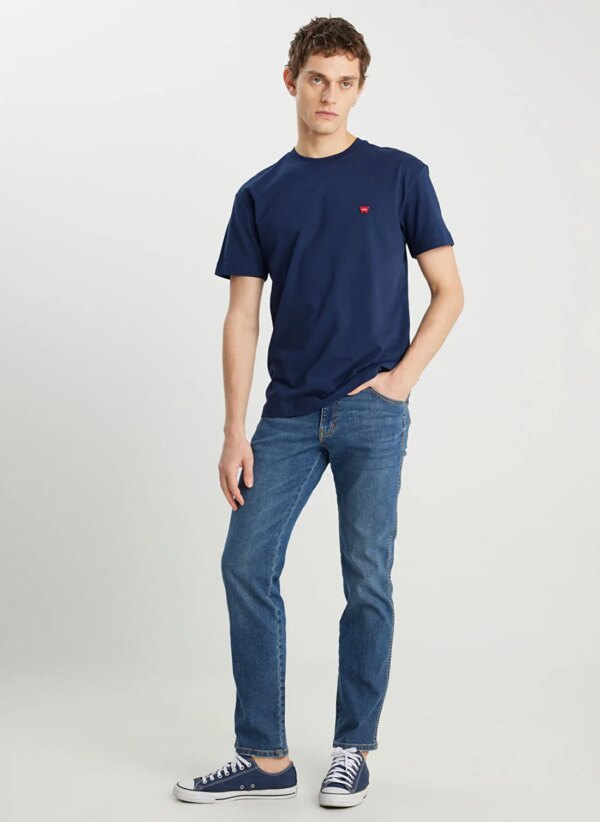 Wrangler Lacivert Erkek Relaxed T-Shirt MW7NM203877W72 Relaxed Fit Small