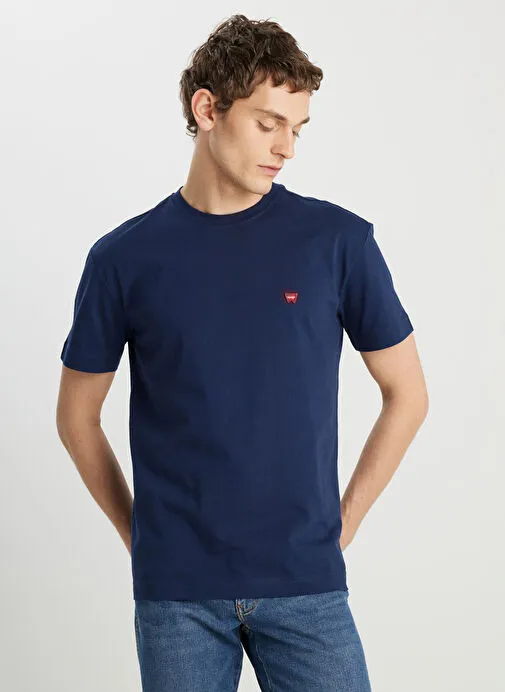 Wrangler Lacivert Erkek Relaxed T-Shirt MW7NM203877W72 Relaxed Fit Small