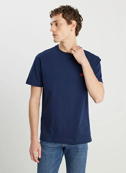 Wrangler Lacivert Erkek Relaxed T-Shirt MW7NM203877W72 Relaxed Fit Small
