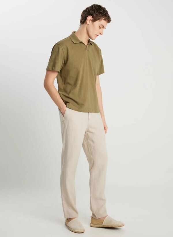 Wrangler Bej Erkek Regular Fit Chino Pantolon W2510479614 Keten Chino Pantolon