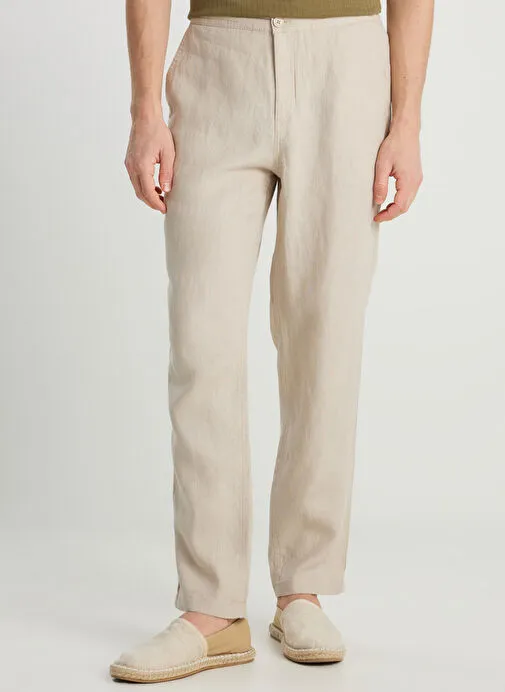 Wrangler Bej Erkek Regular Fit Chino Pantolon W2510479614 Keten Chino Pantolon